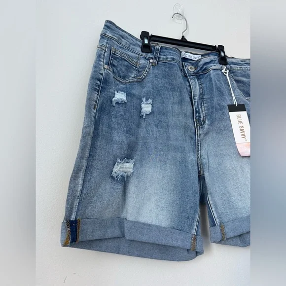 Blue Savy Denim Shorts Jeans Cotton Summer Size 22W NWT - Picture 3 of 6